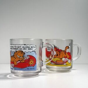 Lot of 2 Vintage 1978 McDonalds Garfield Mugs Jim Davis Anchor Hocking Collector